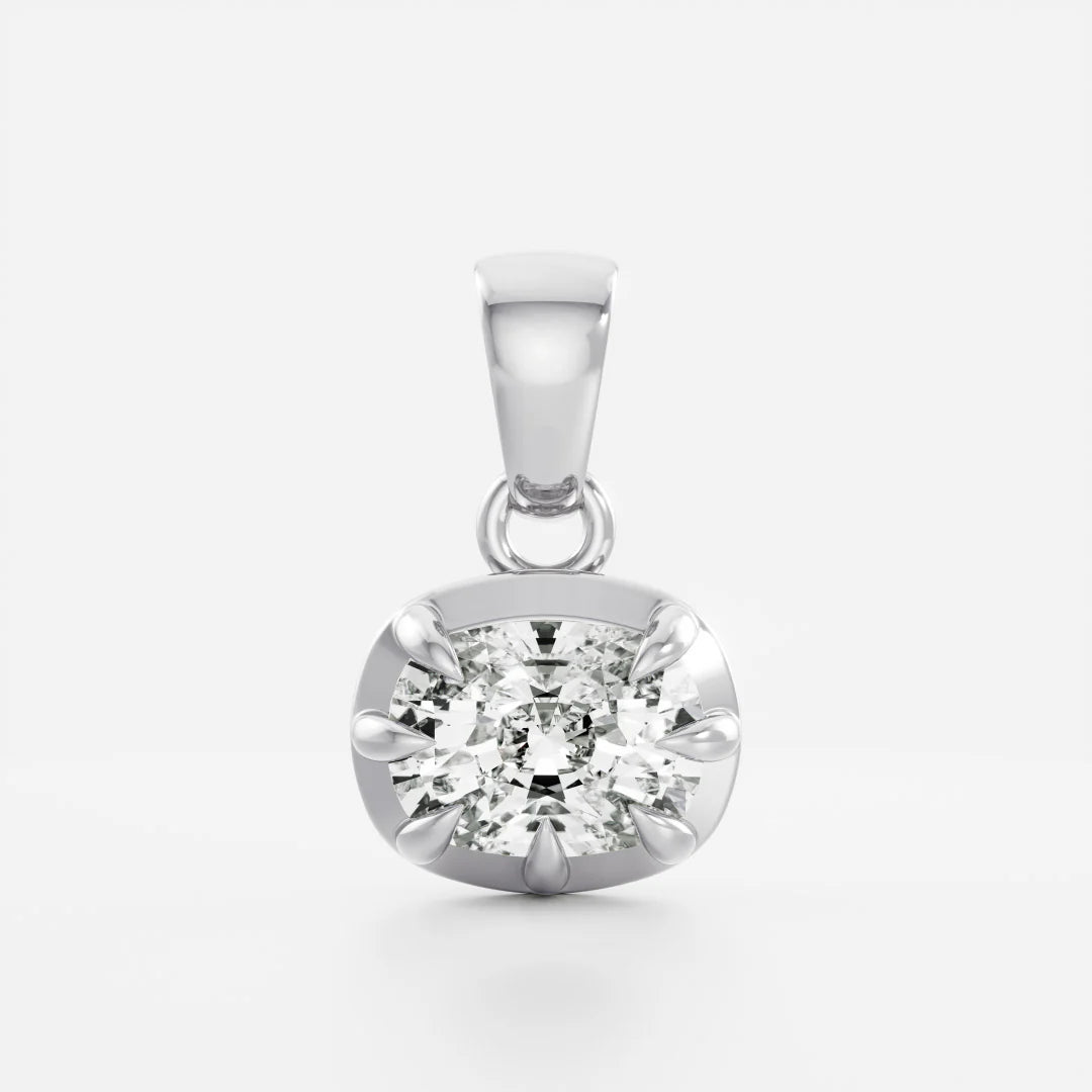1.0CT Bezel Set Elongated Cushion Cut Lab Grown Diamond Pendant