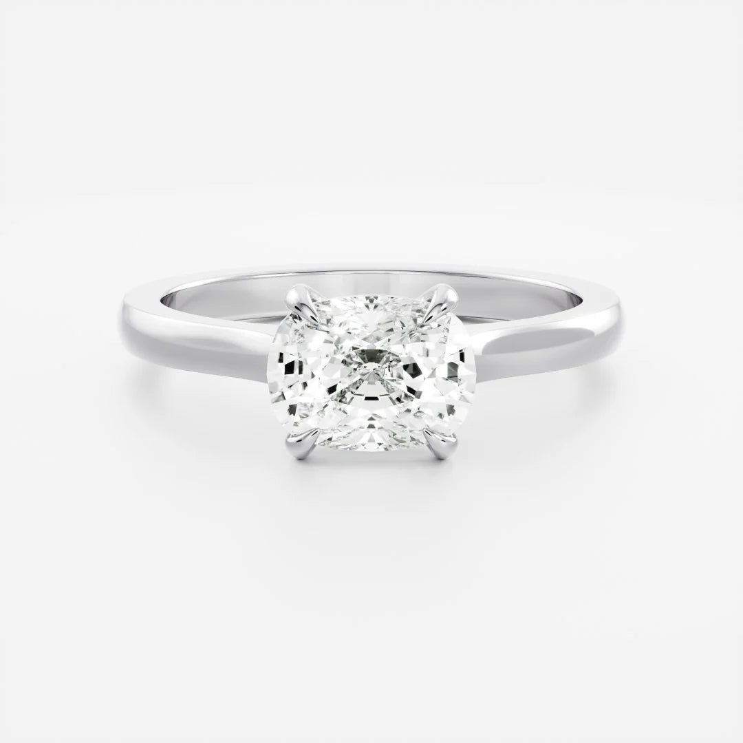 1.0CT East West Elongated Cushion Cut Lab Grown Diamond Cathedral Engagement Ring