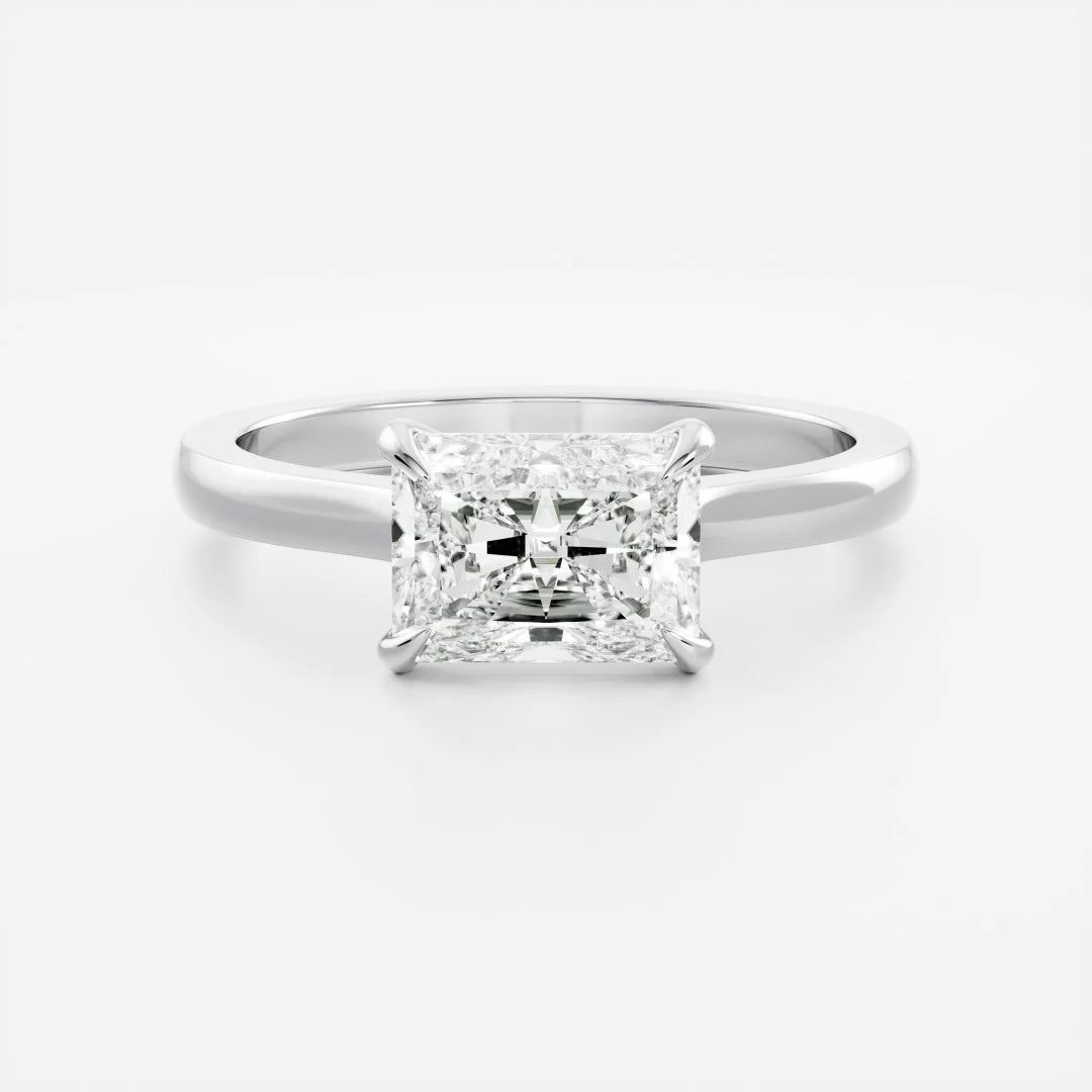 1.0CT East West Radiant Lab Grown Diamond Solitaire Engagement Ring