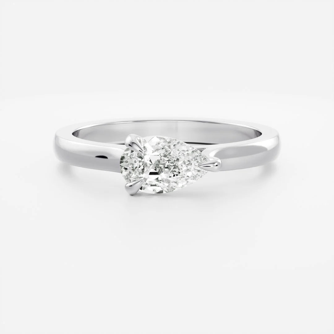 1.0CT East West Pear Lab Grown Diamond Cathedral Engagement Ring