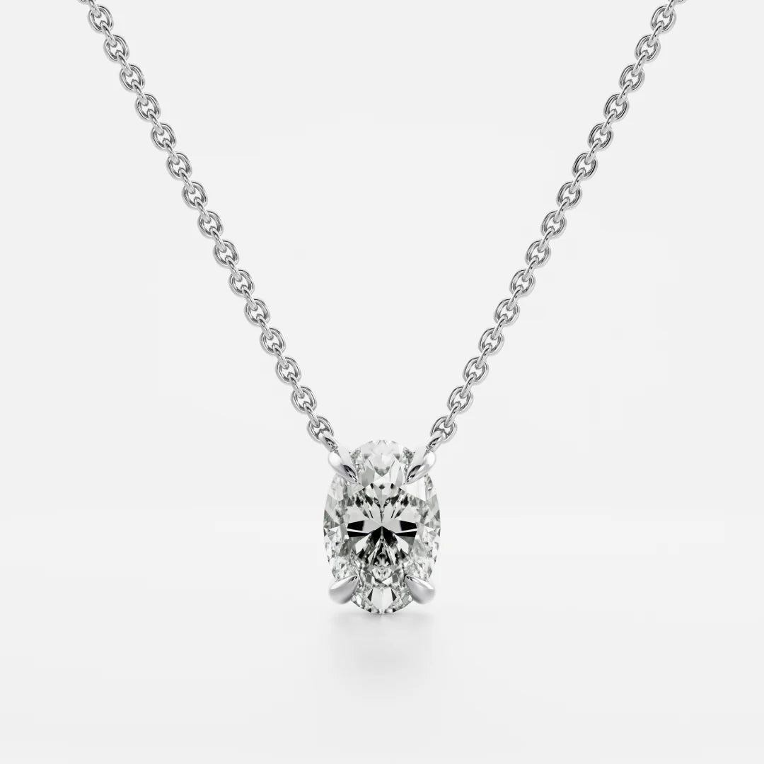 1.0CT Oval Cut Lab Grown Diamond Pendant Necklace