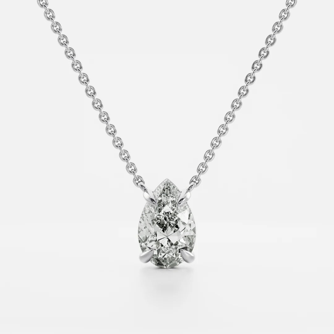 1.0CT Pear Cut Lab Grown Diamond Pendant Necklace