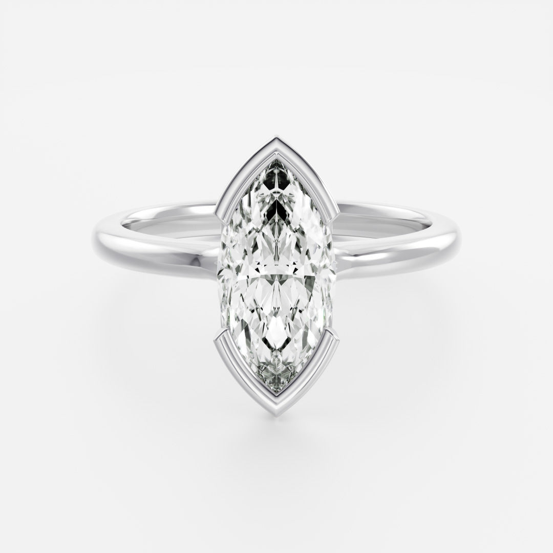 2.0CT Marquise Lab Grown Diamond Half Bezel Engagement Ring