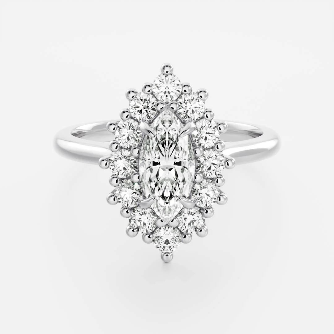 1.0CT Marquise Lab Grown Diamond Halo Cluster Engagement Ring