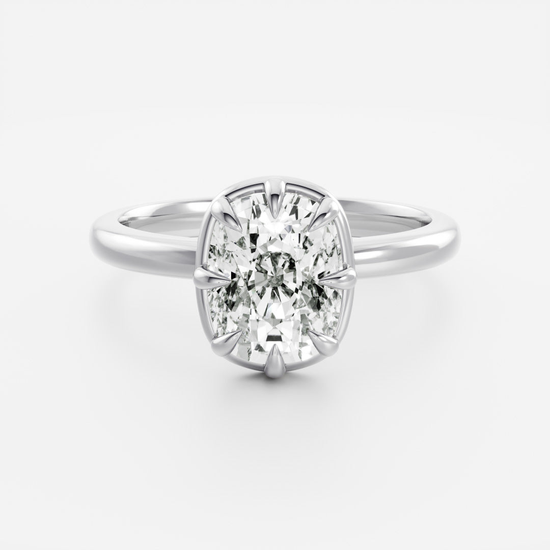 1.50CT Elongated Cushion Cut Lab Grown Diamond Bezel Solitaire Engagement Ring