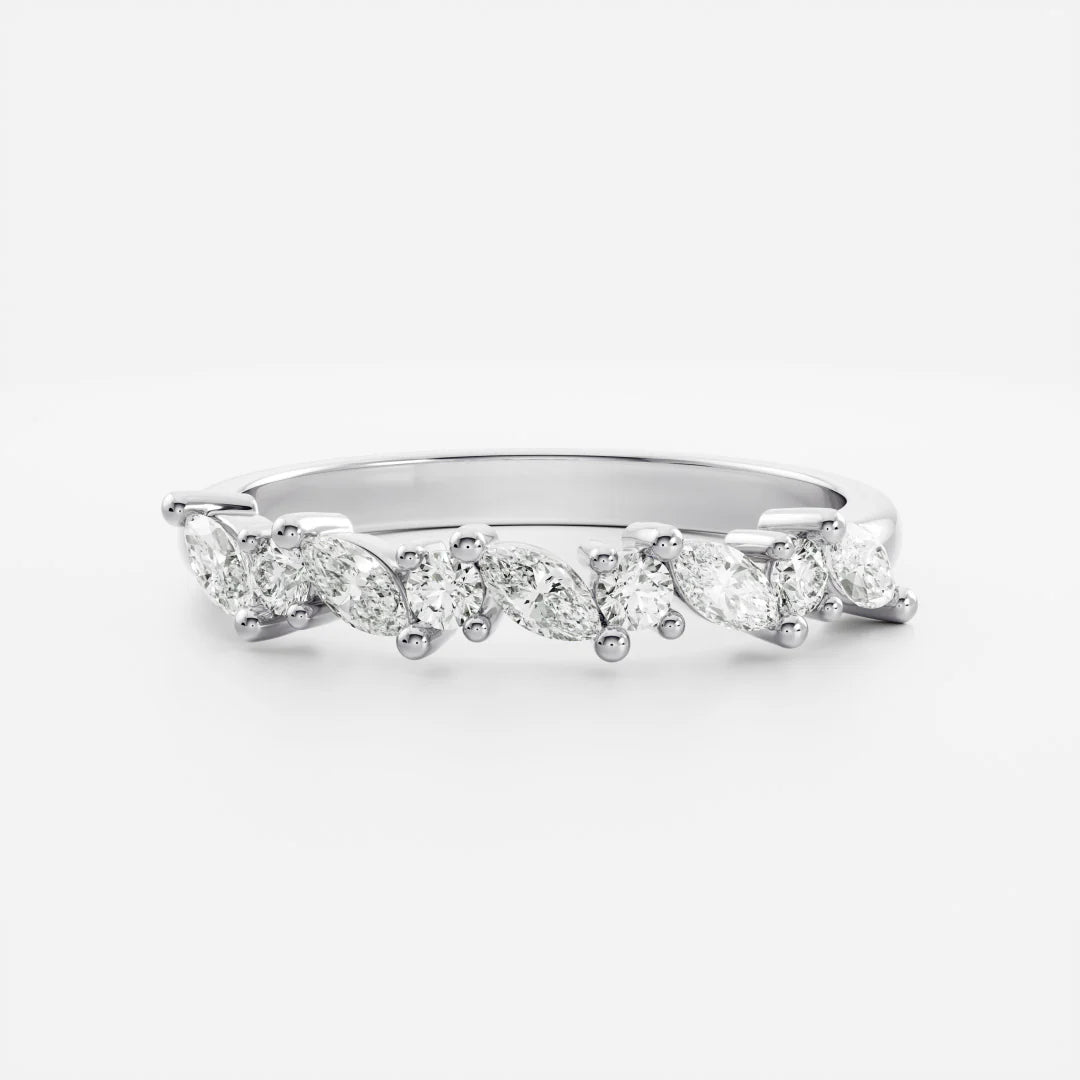 Marquise and Round Lab Grown Diamond Cluster Wedding Band