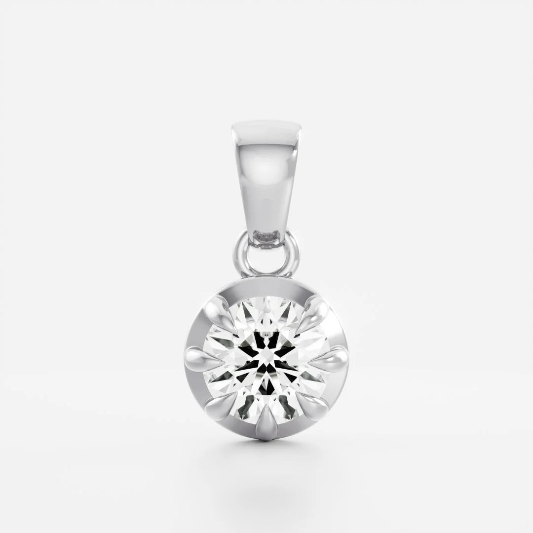 1.0CT Bezel Set Round Cut Lab Grown Diamond Pendant