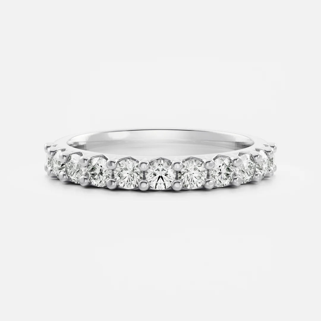 Round Lab Grown Diamond Half Eternity Pave Wedding Band