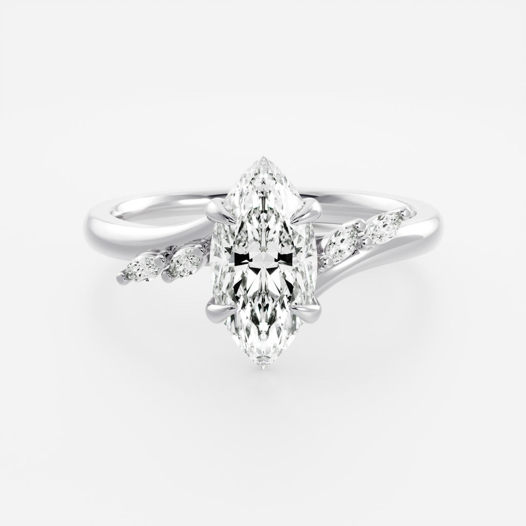 2.0CT Marquise Lab Grown Diamond Twisted Band Engagement Ring
