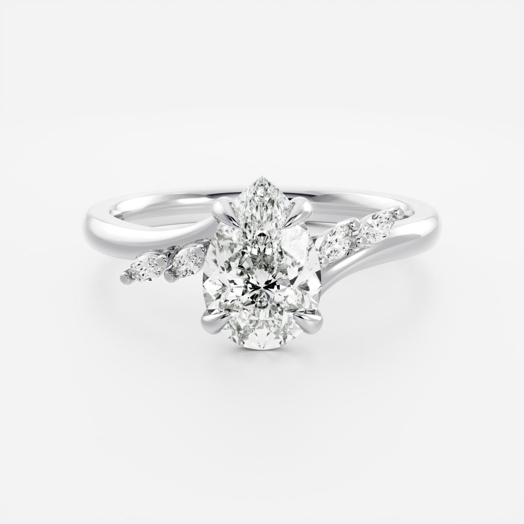 2.0CT Pear Lab Grown Diamond With Marquise Accents Twisted Band Engagement Ring