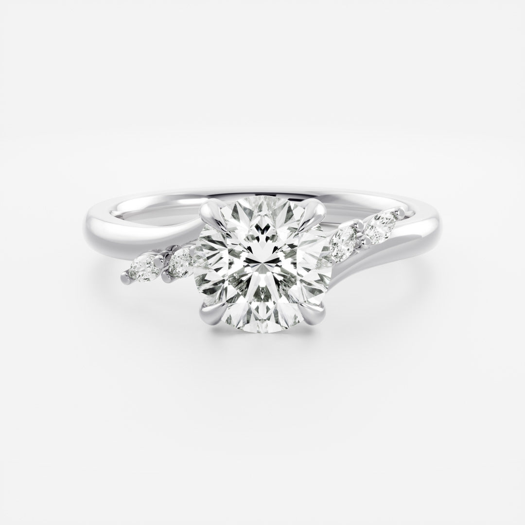 2.0CT Round Lab Grown Diamond With Marquise Accents Twisted Band Engagement Ring