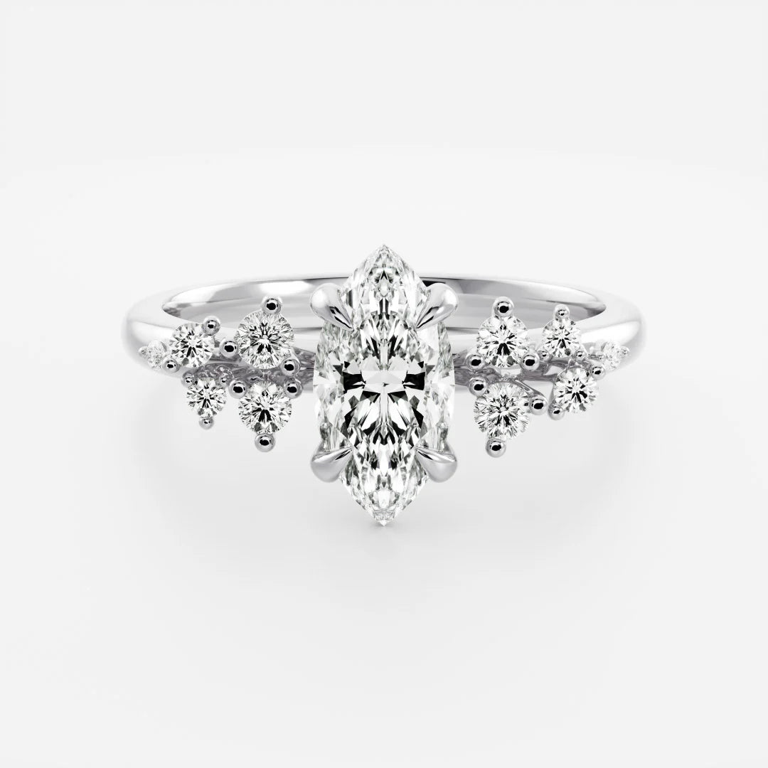 1.0CT Marquise Lab Grown Diamond Cluster Vintage Style Engagement Ring