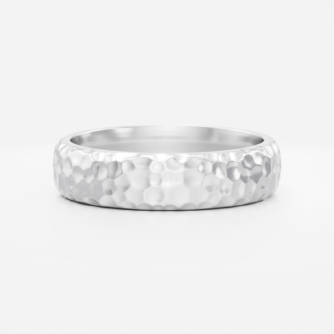 14K Solid Gold Hammered Men's Wedding Band