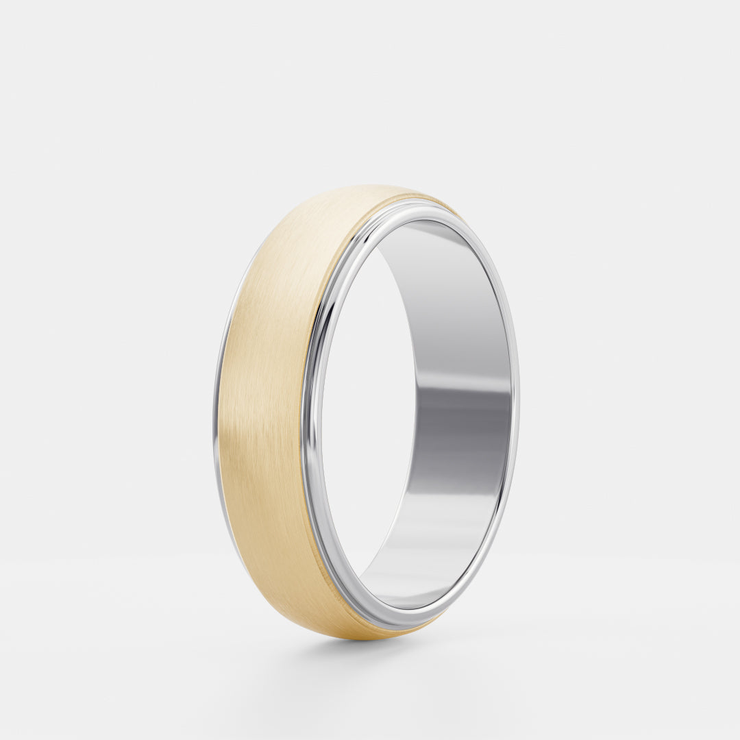 18K Solid Gold Brushed Finish Comfort Fit Men's Wedding Band