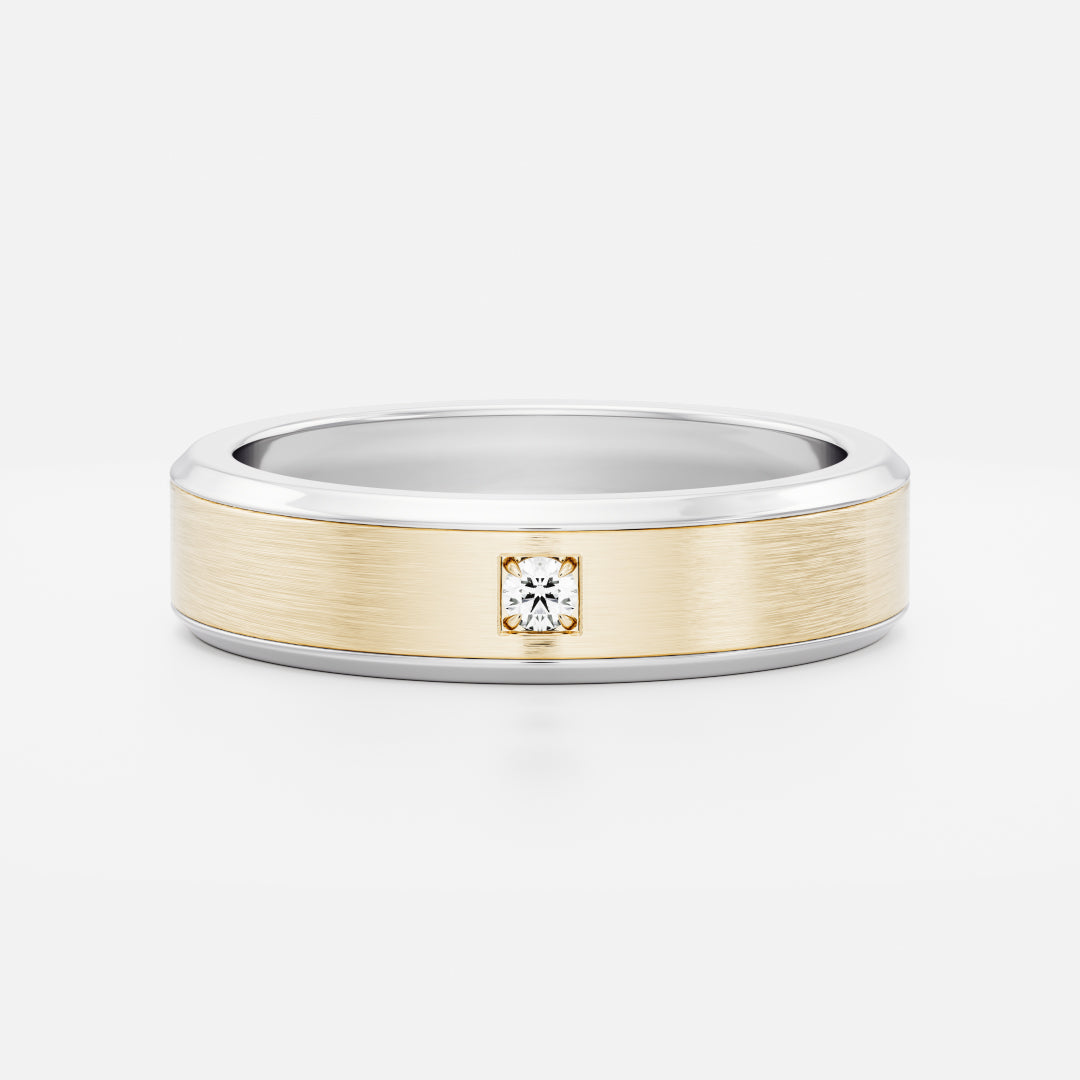 Round Lab Grown Diamond Brushed Finish Men's Wedding Band