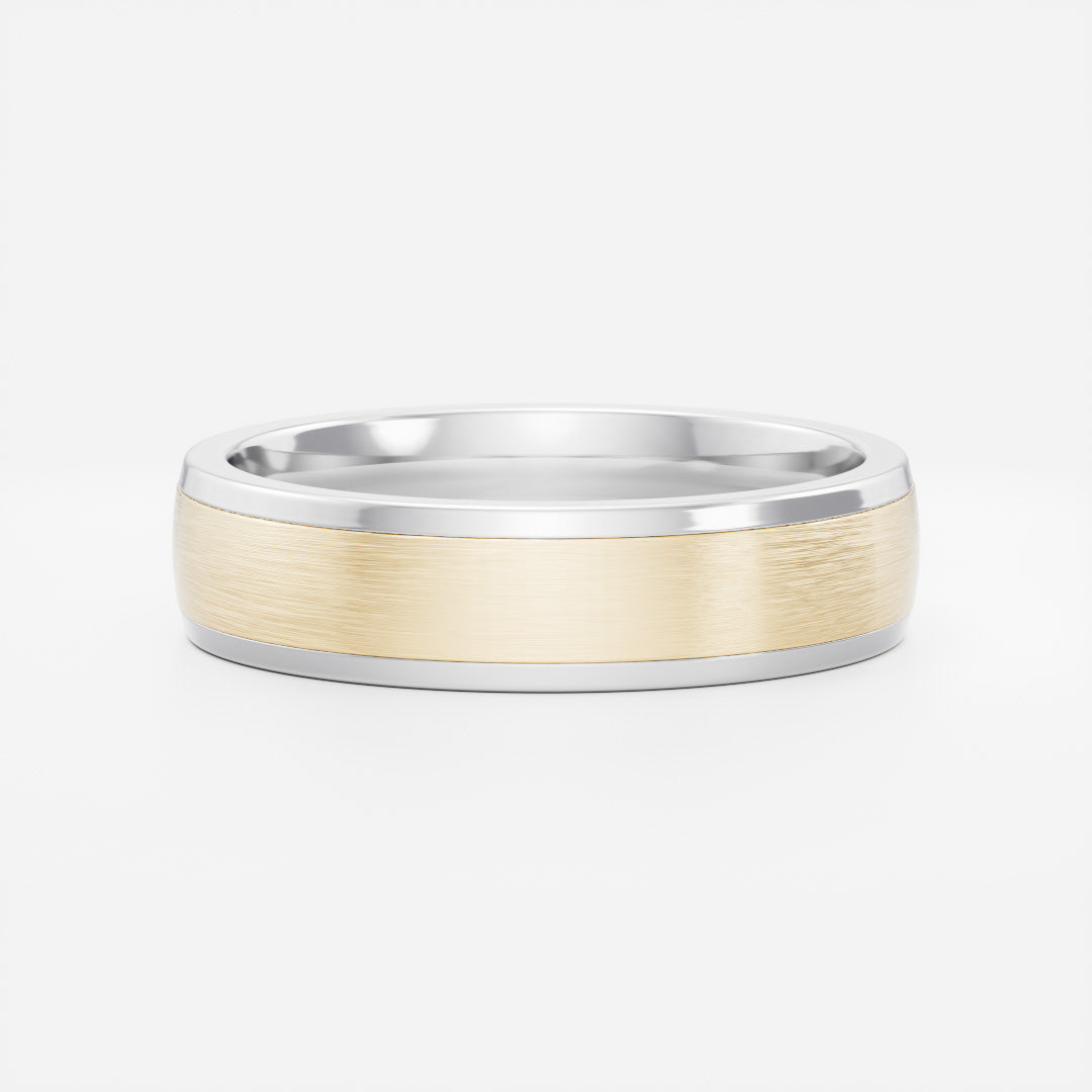 Two Tone Gold Comfort Fit Brushed Finish Men's Wedding Band