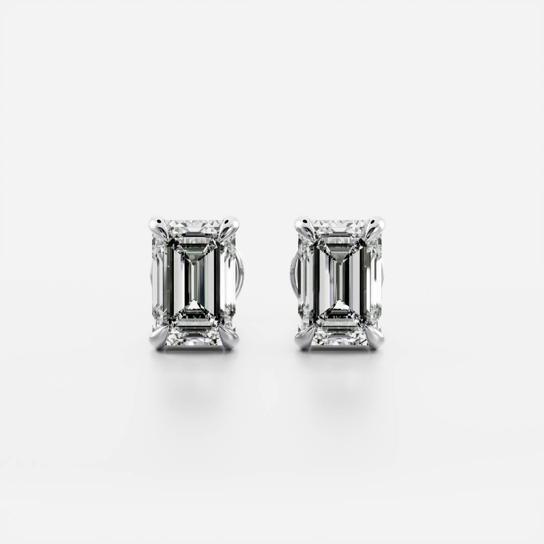 Emerald Cut Lab Grown Diamond Stud Earrings