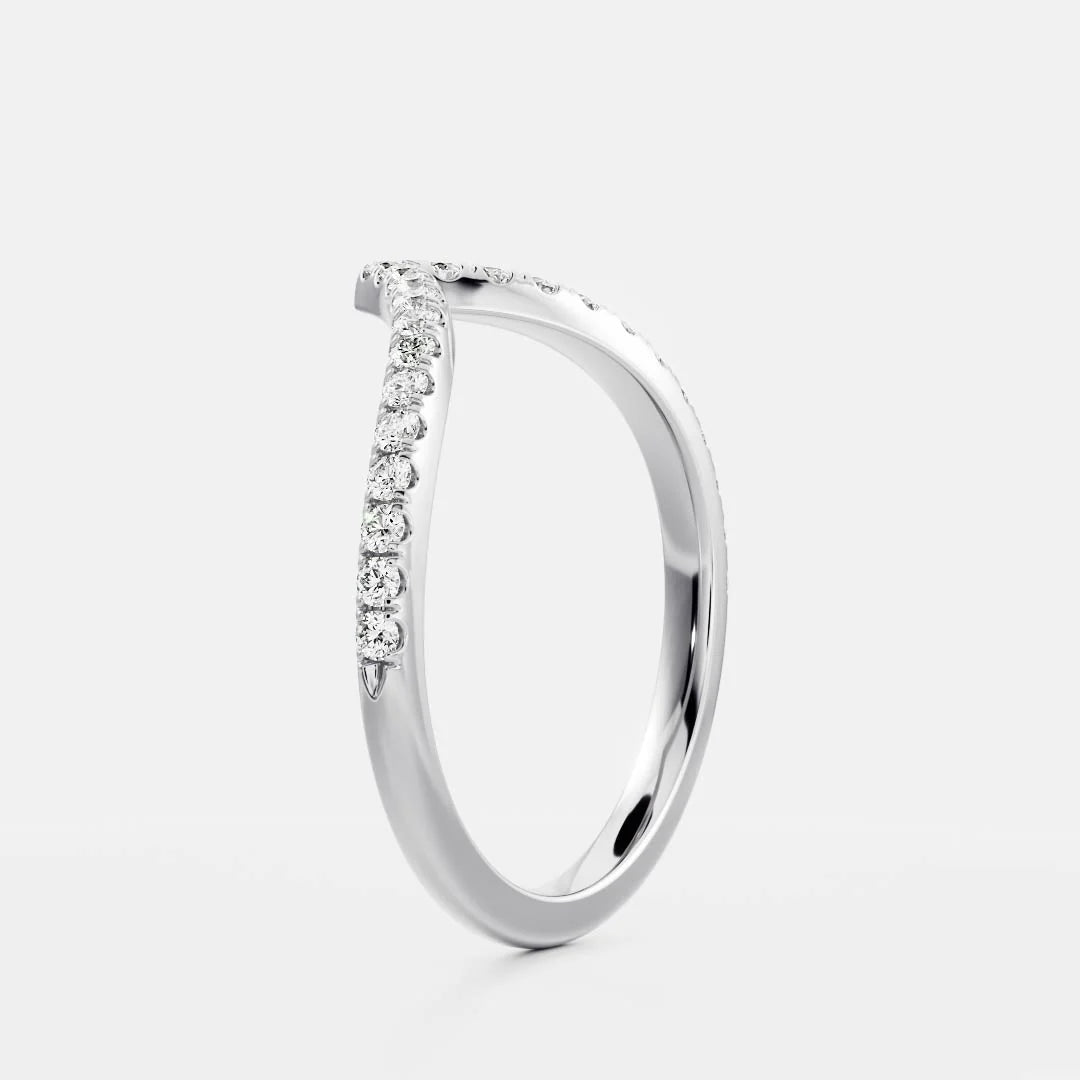 Round Lab Grown Diamond Eternity Pave Chevron Wedding Band