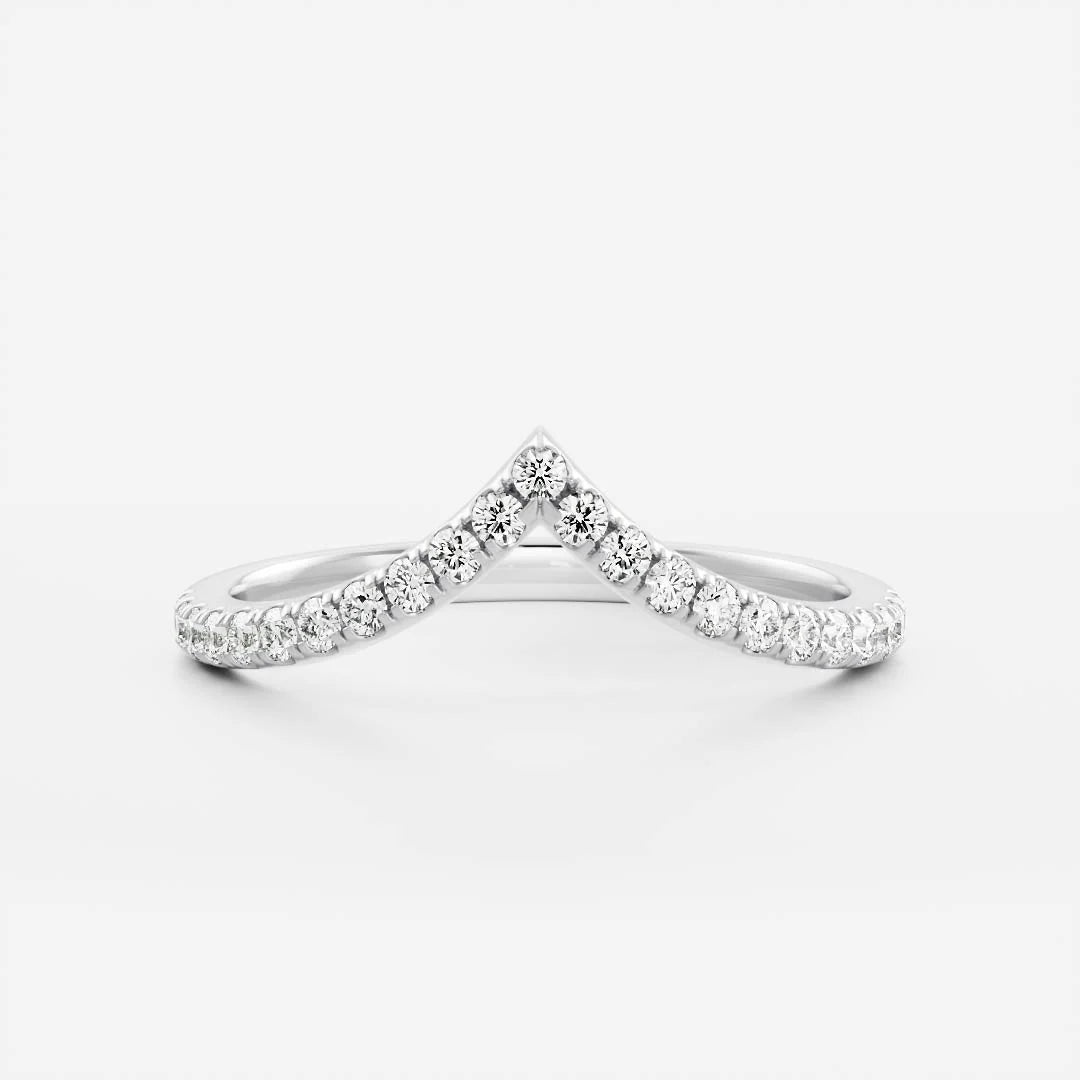 Round Lab Grown Diamond Eternity Pave Chevron Wedding Band