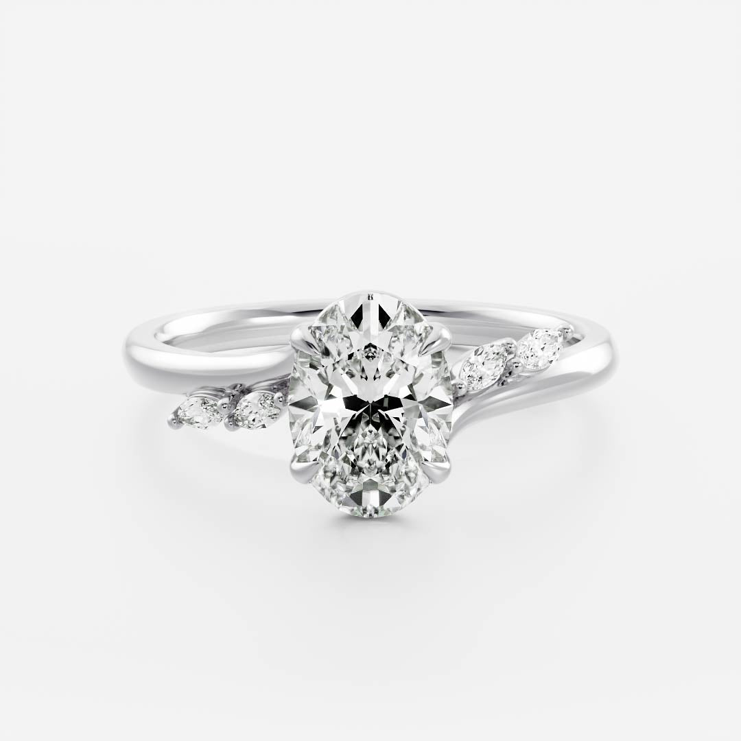 2.0CT Oval Lab Grown Diamond With Marquise Accents Twisted Band Engagement Ring