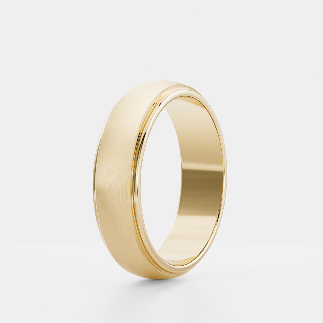 18K Solid Gold Brushed Finish Comfort Fit Men's Wedding Band
