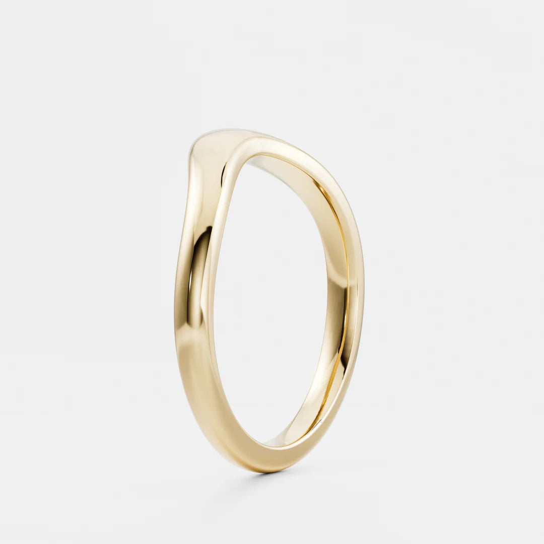 14K Solid Gold Curved Wedding Band