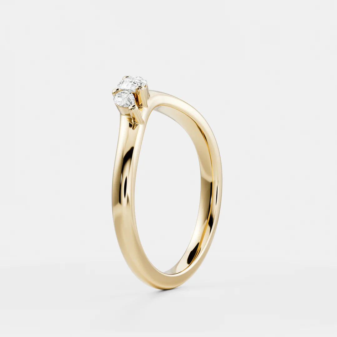 Pear Shape Lab Grown Diamond Curved Wedding Band