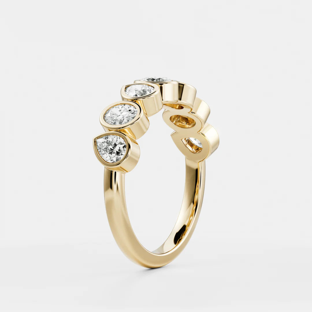 Pear & Oval Cut Lab Grown Diamond Bezel Wedding Band