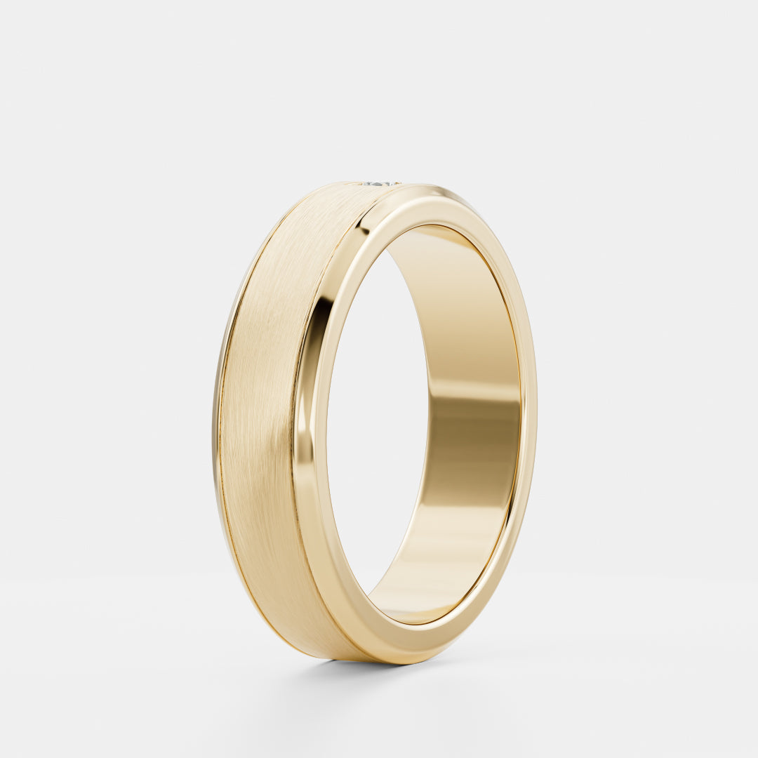 Round Lab Grown Diamond Brushed Finish Men's Wedding Band