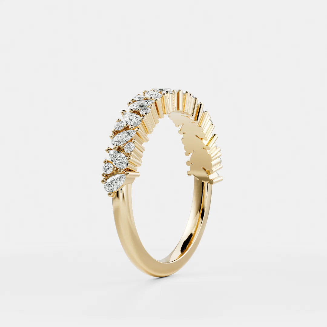 Pear and Round Lab Grown Diamond Scattered Wedding Band