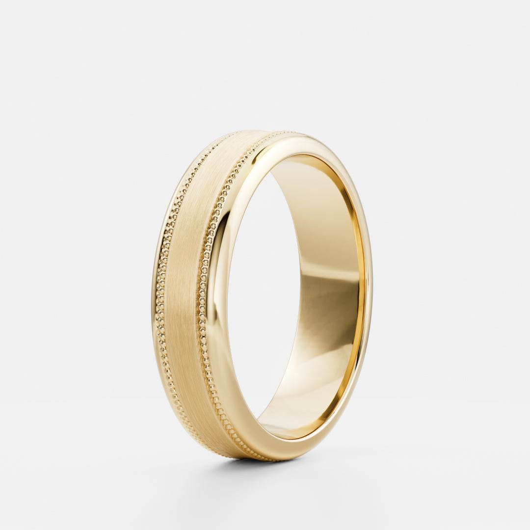 18K Solid Gold Classic Milgrain Men's Wedding Band