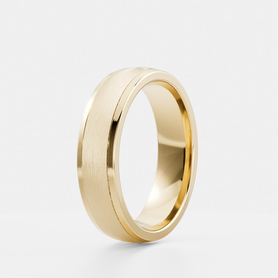 Two Tone Gold Comfort Fit Brushed Finish Men's Wedding Band