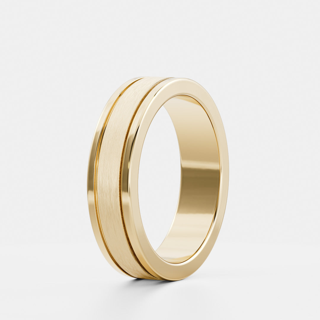 14K Solid Gold Comfort Fit Brushed Finish Men's Wedding Band