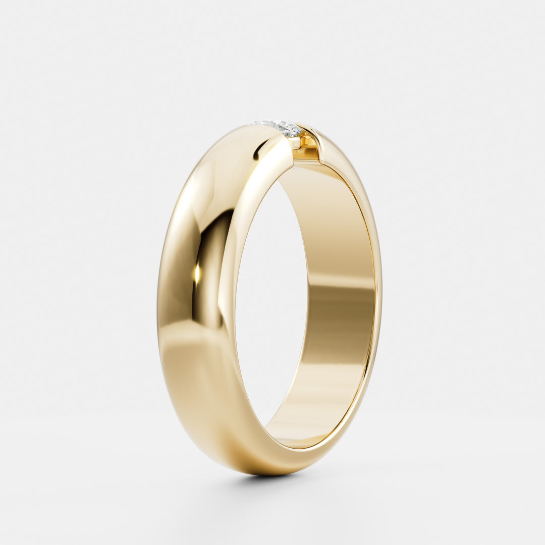 Round Cut Floating Lab Grown Diamond Men's Wedding Band