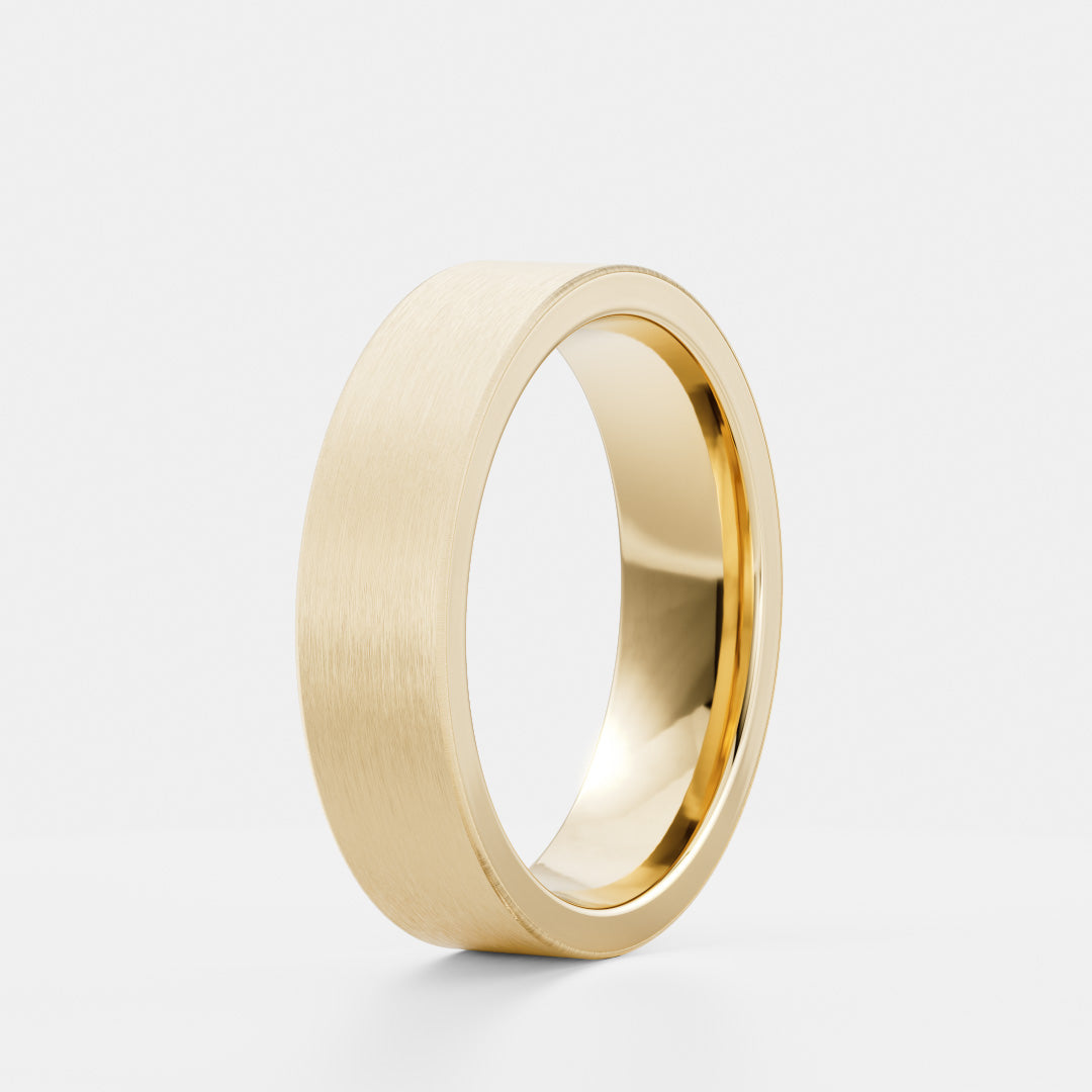14K Solid Gold Comfort Fit Matte Finish Men's Wedding Band