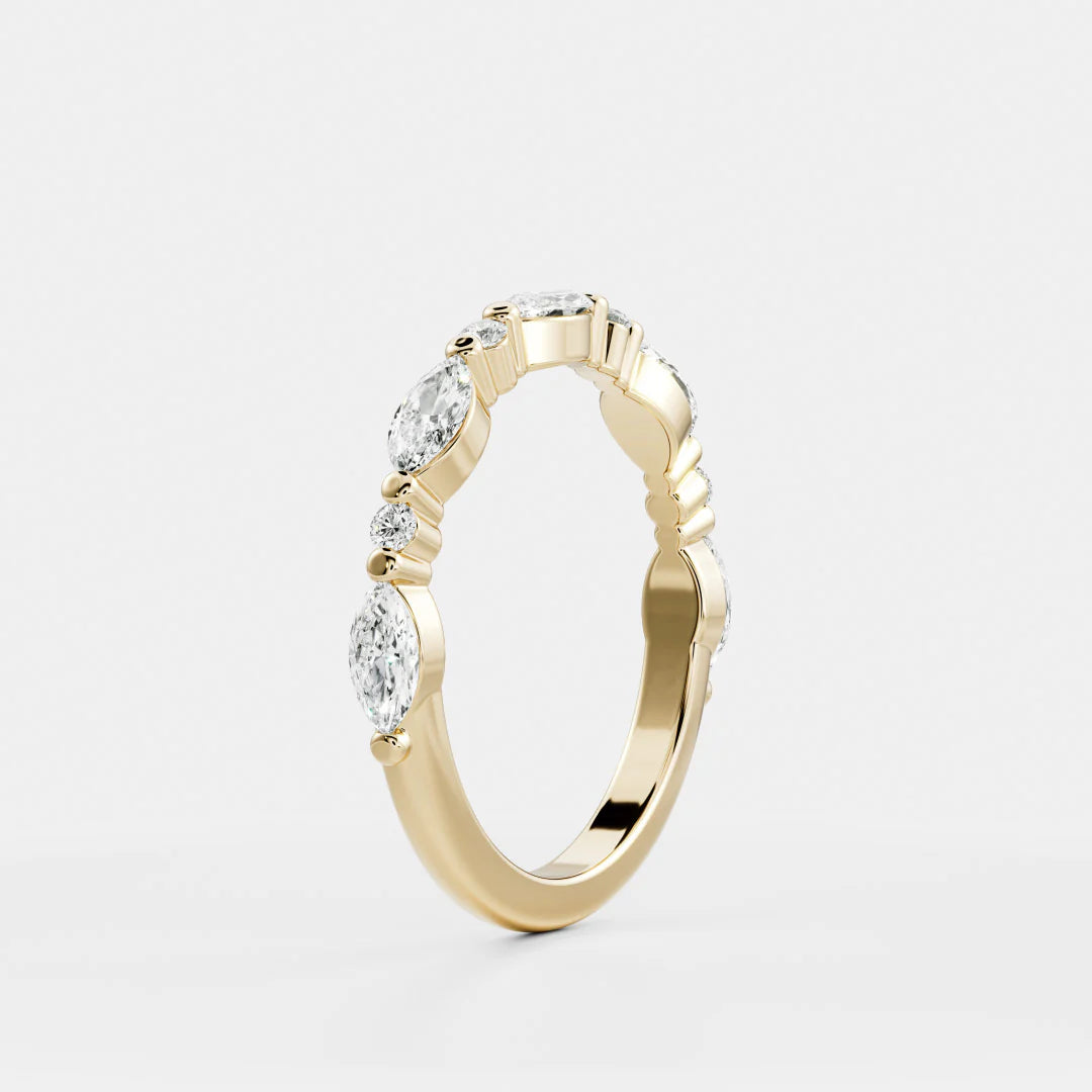 Marquise and Round Lab Grown Diamond Floating Bubble Wedding Band