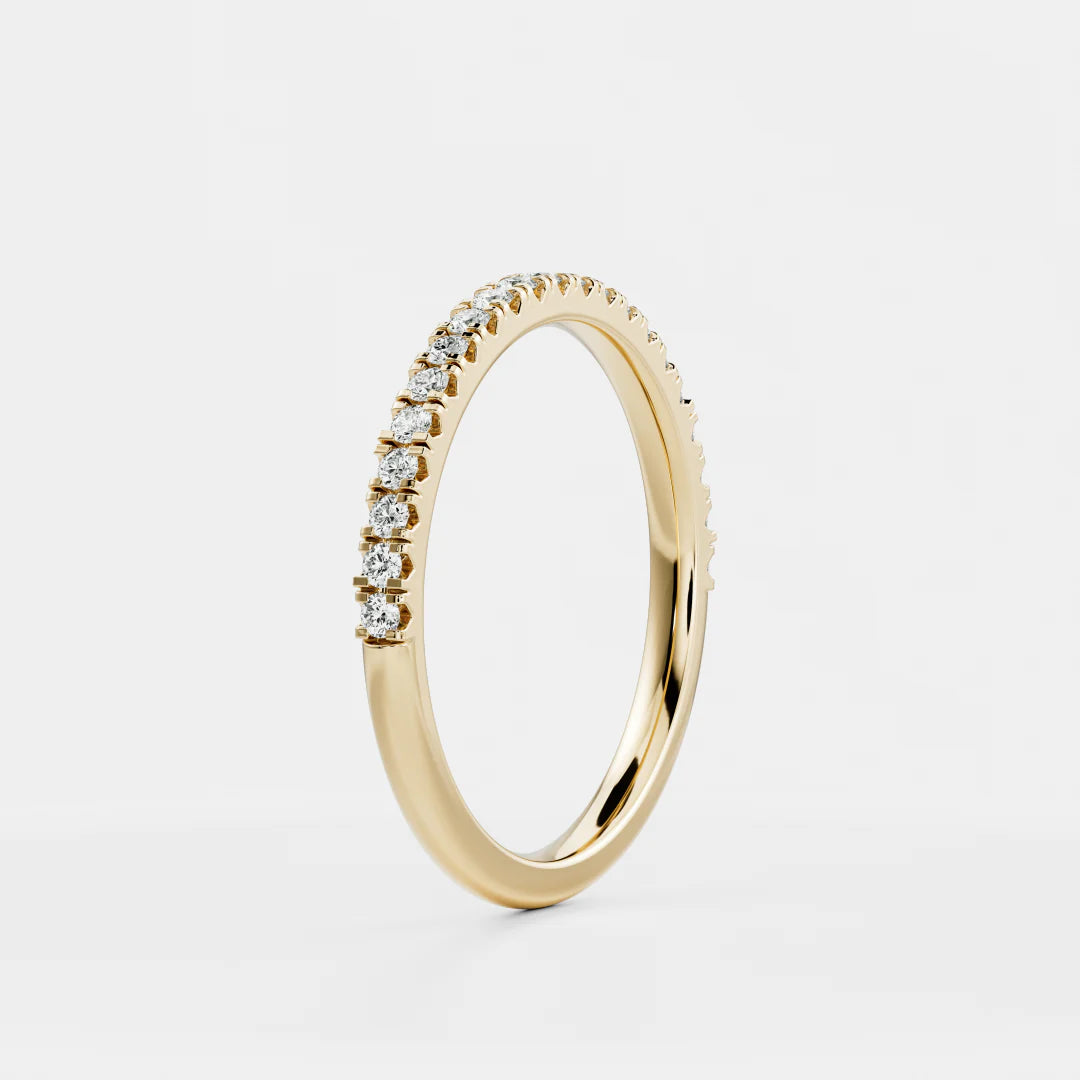 Round Lab Grown Diamond Half Eternity Pave Wedding Band