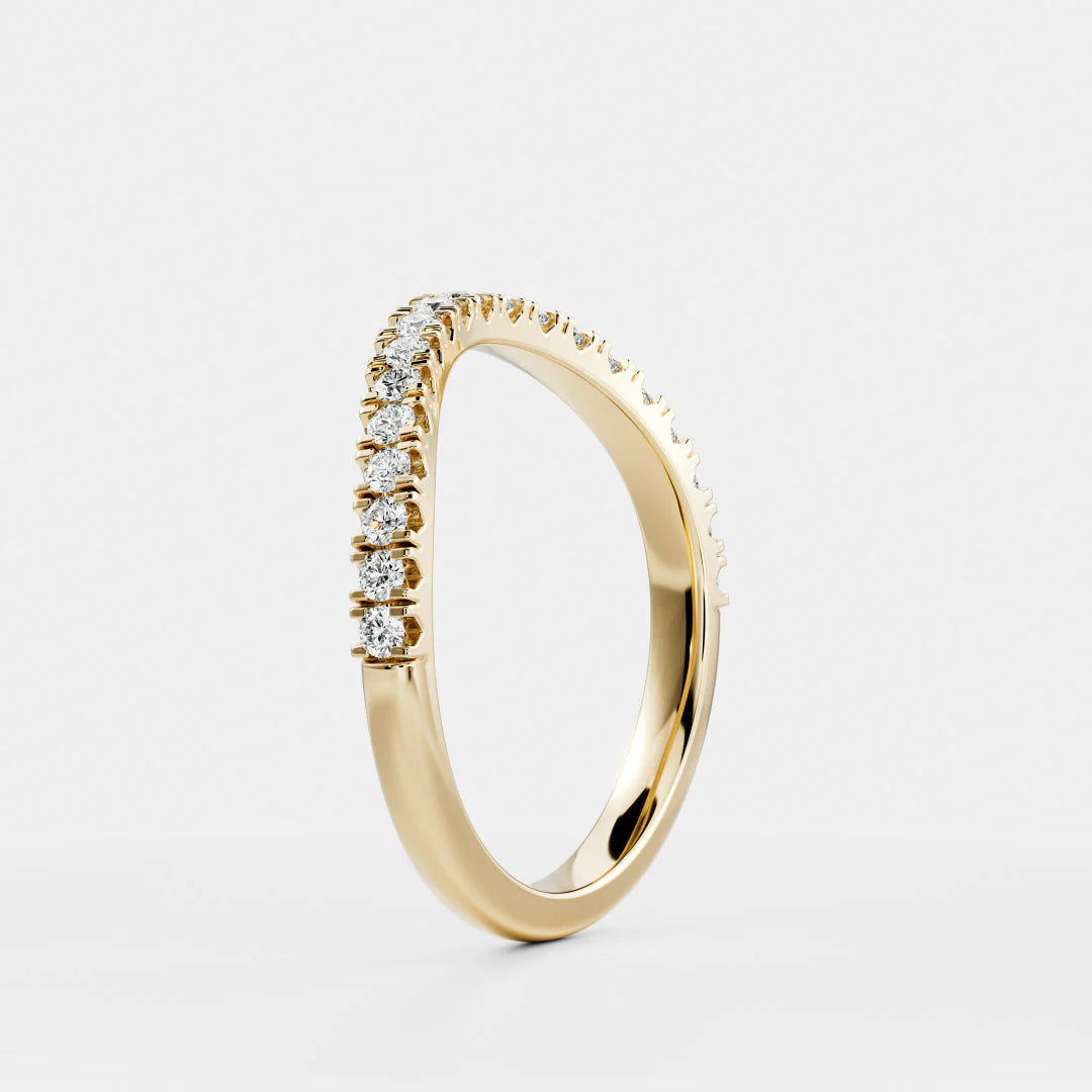 Round Lab Grown Diamond Eternity Curved Pave Wedding Band