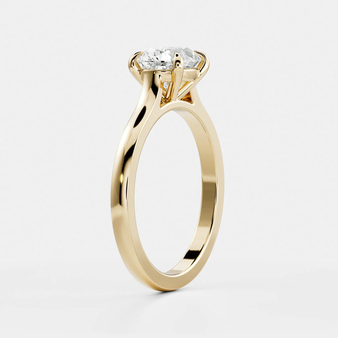 1.0CT East West Oval Lab Grown Diamond Cathedral Engagement Ring
