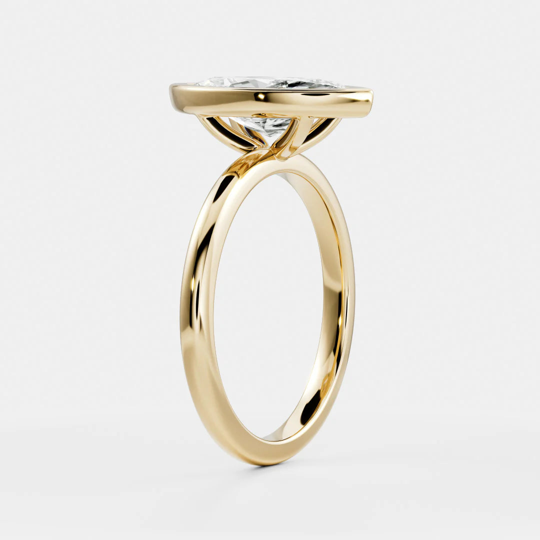 1.0CT Bezel Set Marquise Cut Lab Grown Diamond Solitaire Engagement Ring