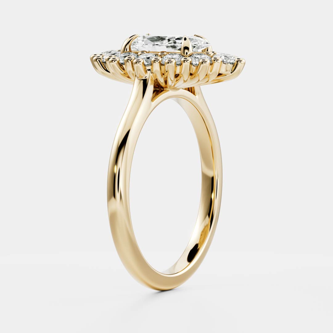 1.0CT Marquise Lab Grown Diamond Halo Cluster Engagement Ring