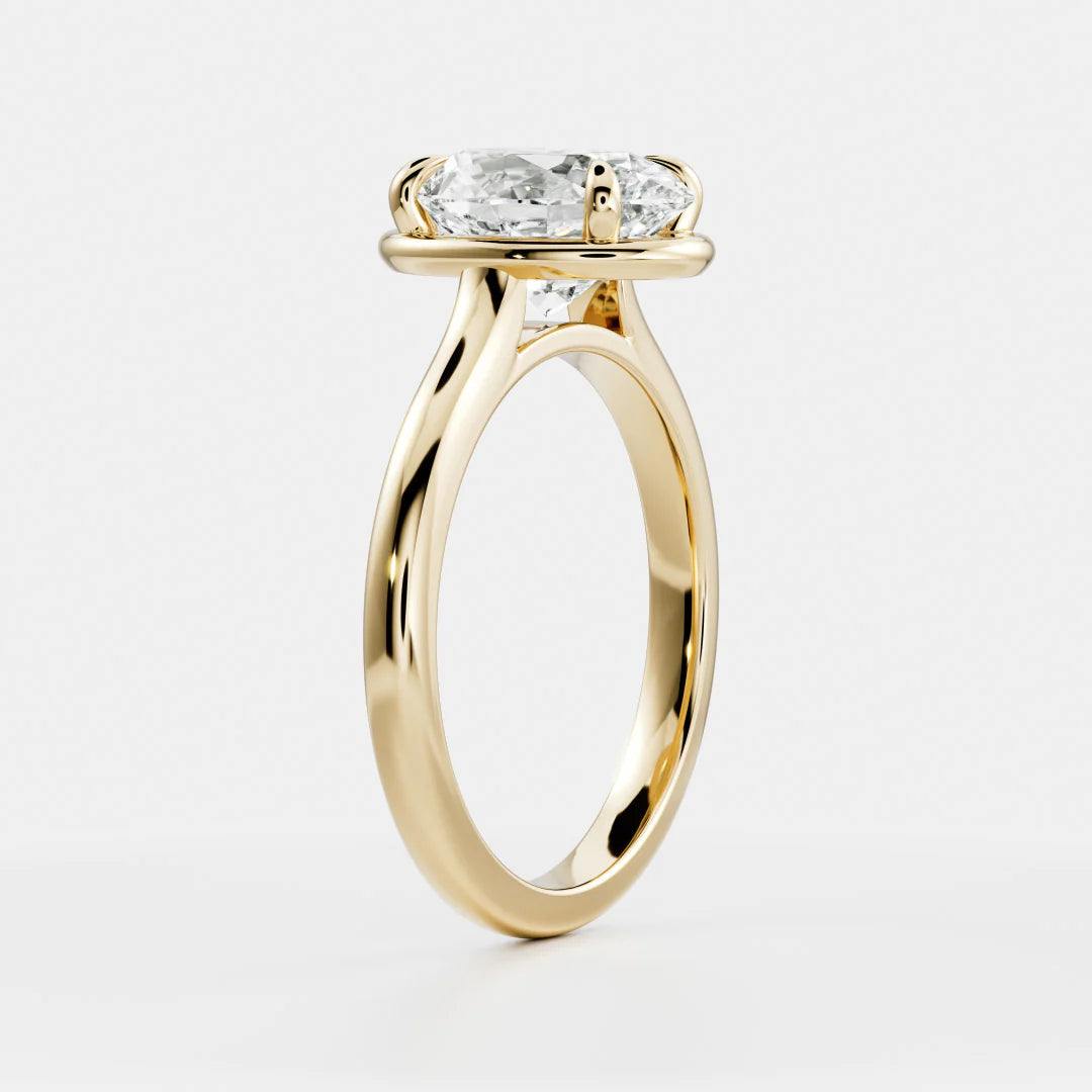 2.50CT Bezel Set Oval Cut Lab Grown Diamond Solitaire Engagement Ring