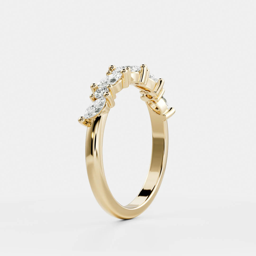 Marquise and Round Lab Grown Diamond Cluster Wedding Band