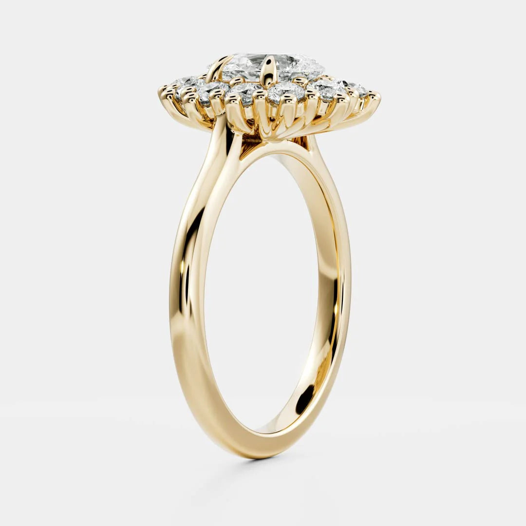1.0CT Pear Lab Grown Diamond Halo Cluster Engagement Ring