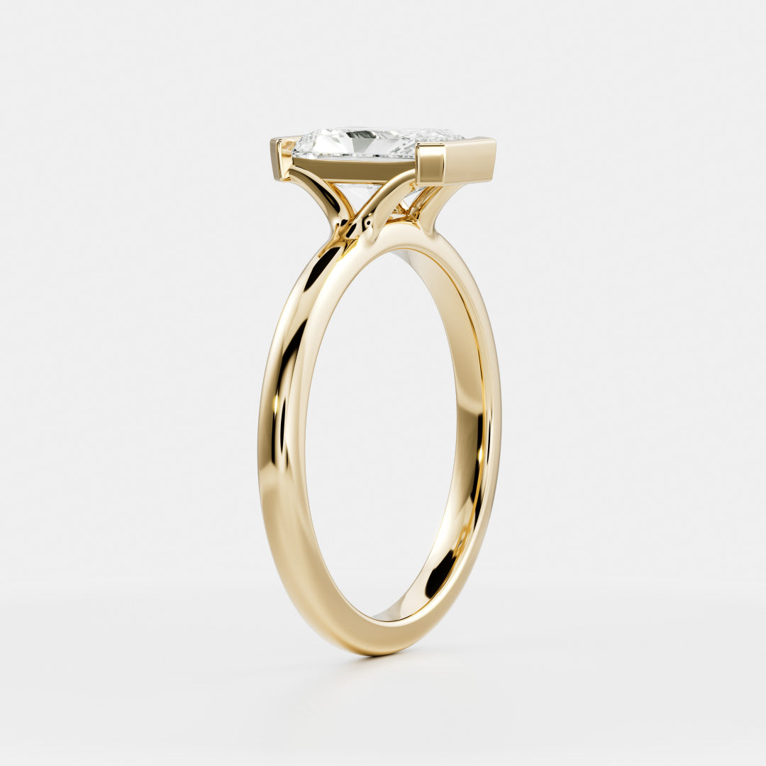 2.0CT Radiant Lab Grown Diamond Half Bezel Engagement Ring