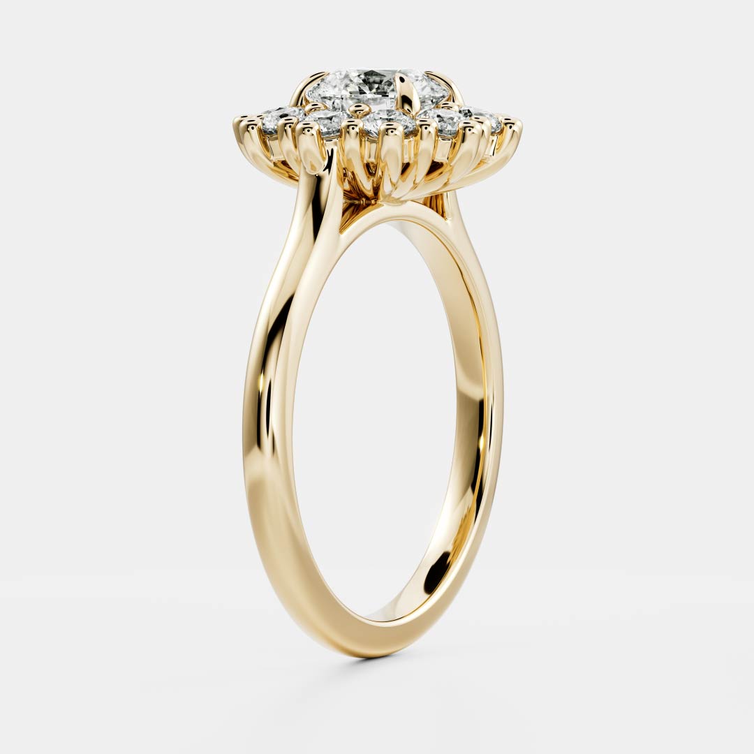 1.0CT Round Lab Grown Diamond Halo Cluster Engagement Ring