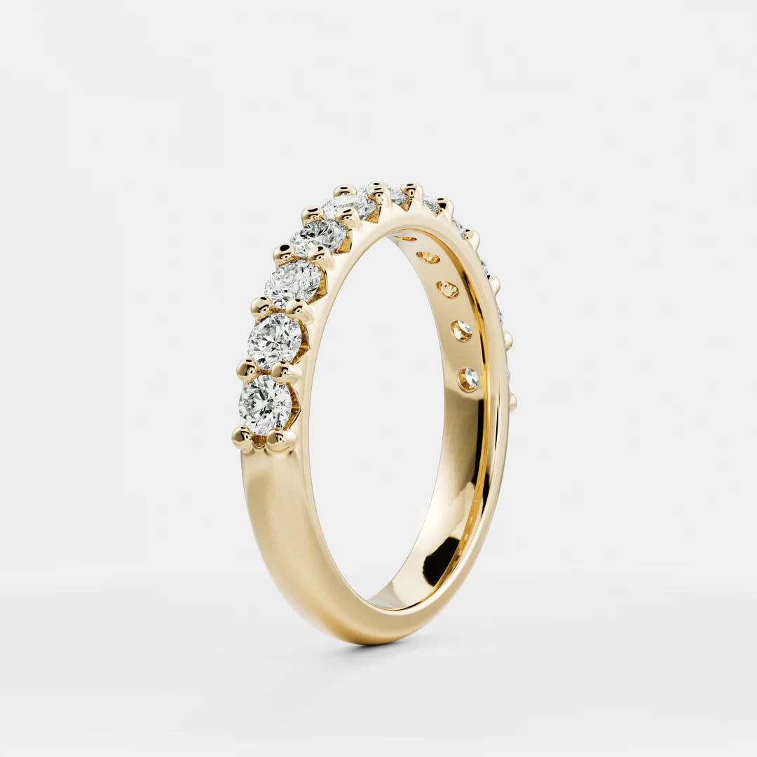 Round Lab Grown Diamond Half Eternity Pave Wedding Band