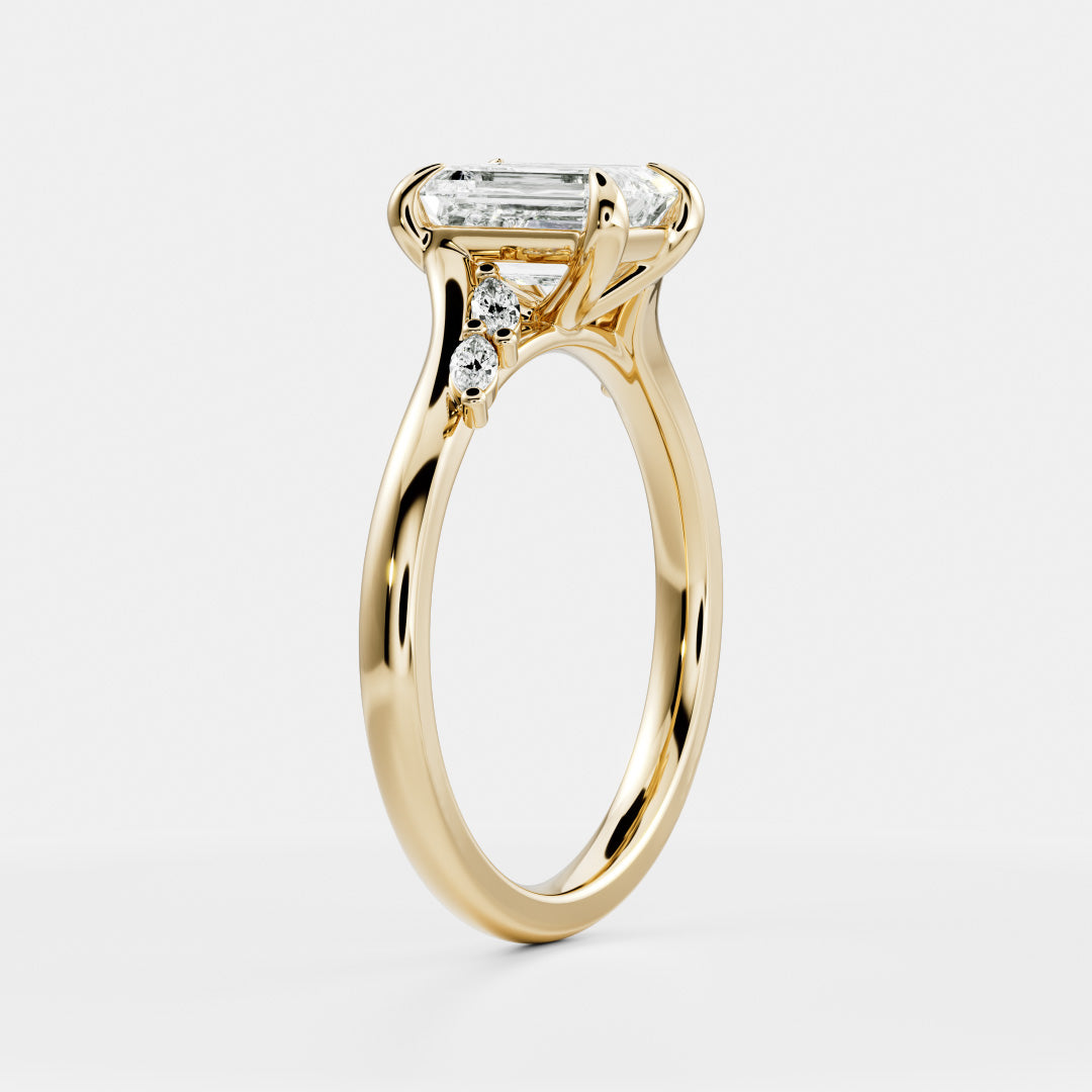 2.0CT Emerald Cut Lab Grown Diamond With Marquise Accents Twisted Engagement Ring
