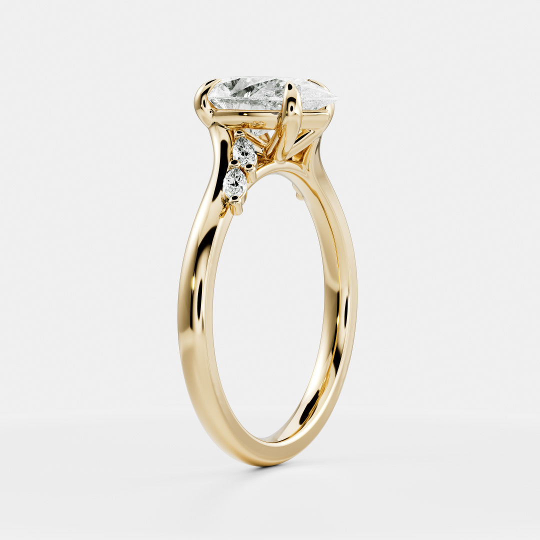 2.0CT Pear Lab Grown Diamond With Marquise Accents Twisted Band Engagement Ring