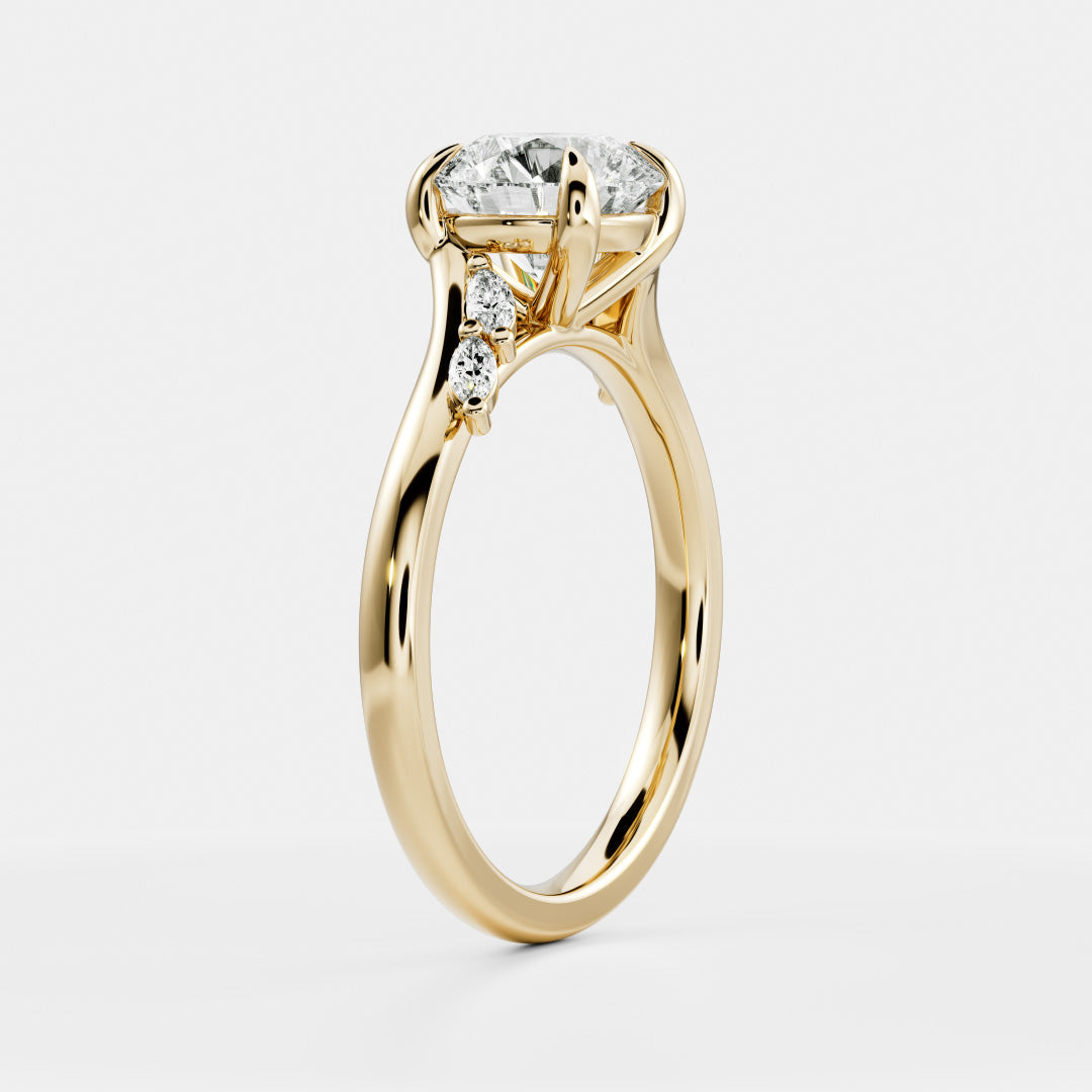 2.0CT Round Lab Grown Diamond With Marquise Accents Twisted Band Engagement Ring